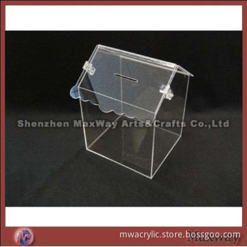 House Shaped High Transparency Acrylic Locking Ballot Box/Coin Bank